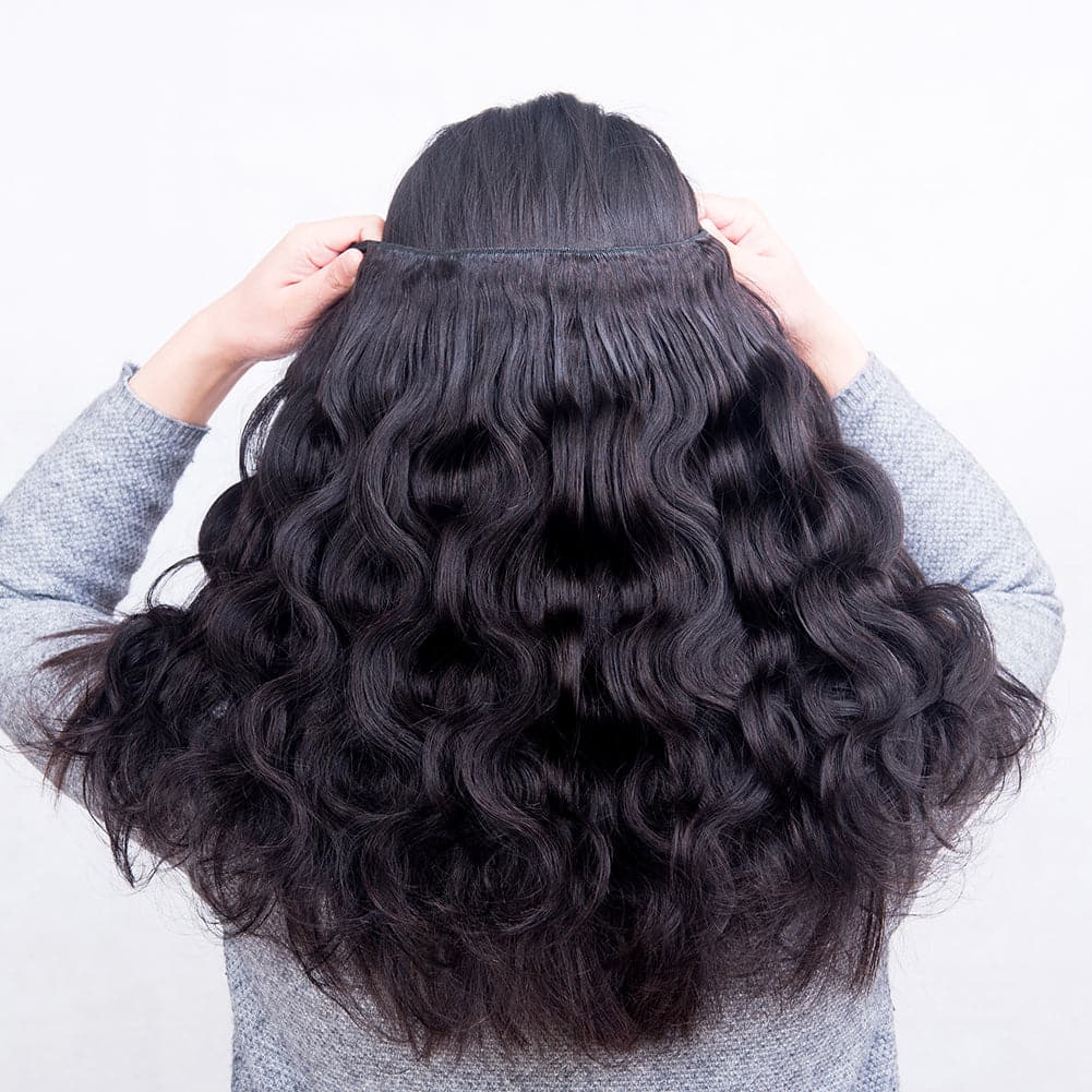 (B1) Body Wave 4 Bundles With 4X4 Transparent Lace Closure Brazilian Human Hair