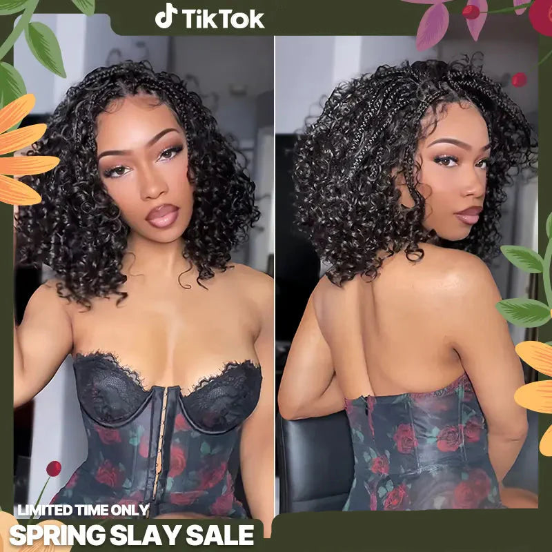 ✨13x6 HD Lace Wig Glueless Wear & Go 12” Boho Braids Water Wave Pre-Cut Lace Wig – Premium Fiber, Beginner Friendly