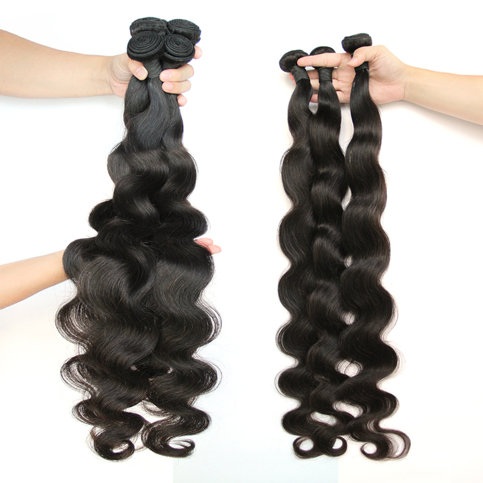 (B1) Body Wave 4 Bundles With 4X4 Transparent Lace Closure Brazilian Human Hair