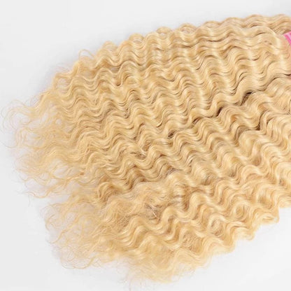 613 Blonde Deep Wave 3 Bundles human hair