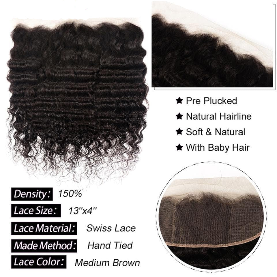 Loose Deep Wave Peruvian Hair 3 Bundles with 4x4 Closure / 13x4 Frontal  100% Human Hair extension