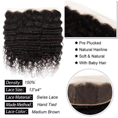 Loose Deep Wave Peruvian Hair 3 Bundles with 4x4 Closure / 13x4 Frontal  100% Human Hair extension