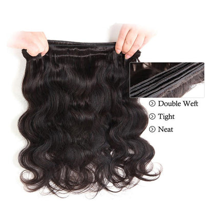 (B1) Body Wave Bundles Human Hair 3 Bundles Natural Black Color Brazilian Virgin Weave Bundles Hair Extensions