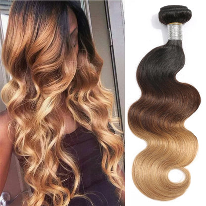 Ombre Color 1b/4/27 Body Wave 3 Bundles Virgin Hair