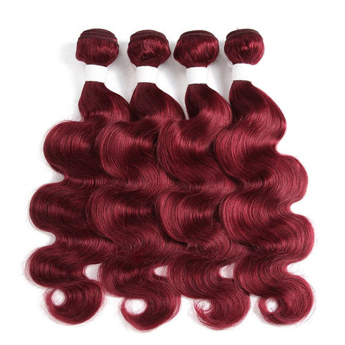 Red Bundles Burg body wave 4 Bundles 100% Virgin Human Hair Extension