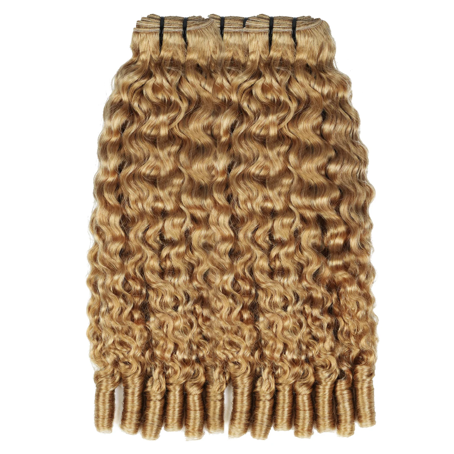 #27 Honey Blonde Burmese Curly Bundles Virgin Human Hair 4 Weave Bundles