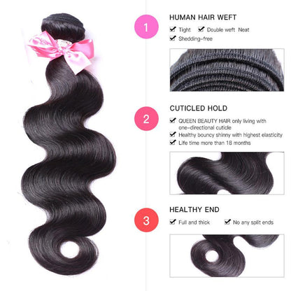 (B1) Indian Body Wave 4 Bundles Virgin Human Hair Extension