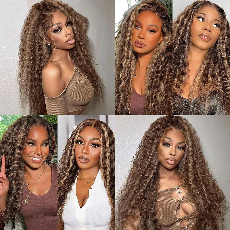 Hair Highlight P4/27 Burmese Curly Human Hair 3 Bundles Extension Hair Weave Bundles