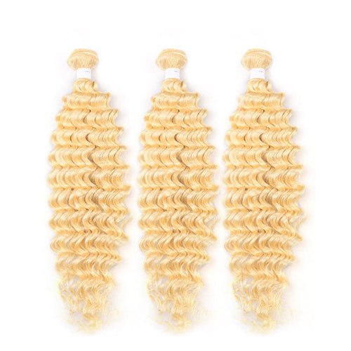 613 Blonde Deep Wave 3 Bundles human hair