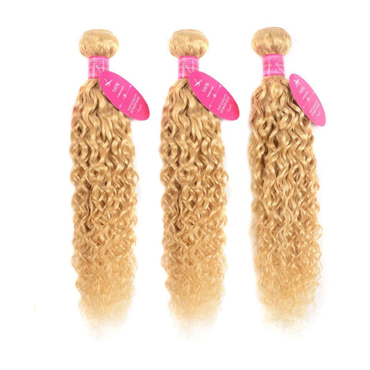 613 Blonde Water Wave 3 Bundles human hair 10A Brazilian Hair Weave Natural Color