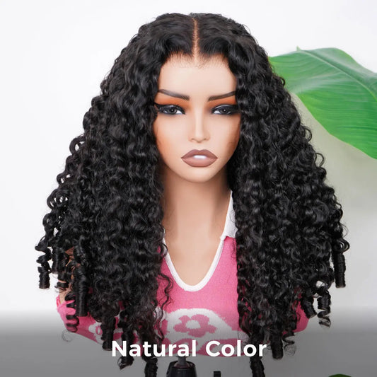 Full Burmese Curly 13x6 Lace Frontal Glueless Wigs #4 Chocolate Brown Color 220% Density Water Wave Virgin Human Hair Wigs Pre Plucked Natural Hairline #SummerVibes