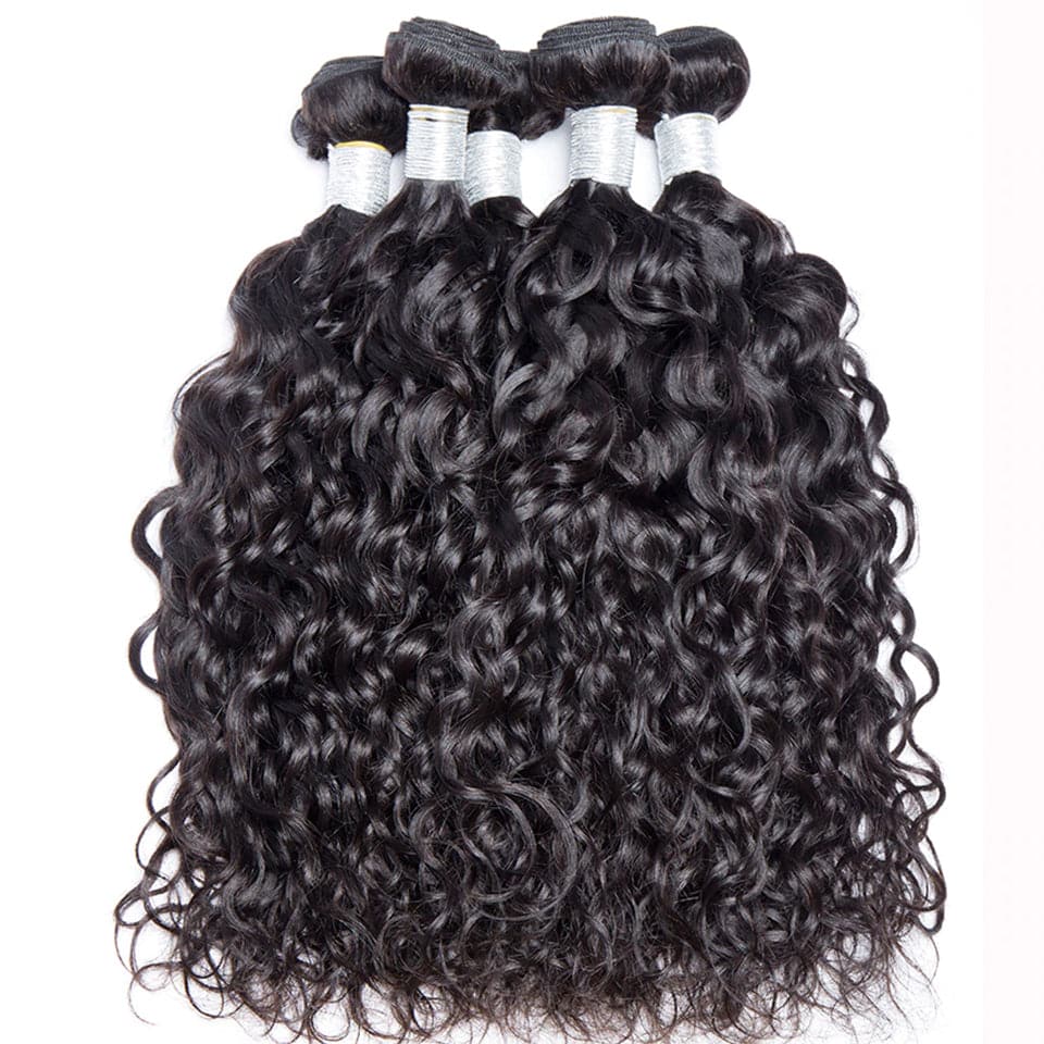 Water Wave 3 Bundles With 4x4 Lace Closure Brazilian Human Hair