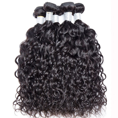 Water Wave 3 Bundles With 4x4 Lace Closure Brazilian Human Hair