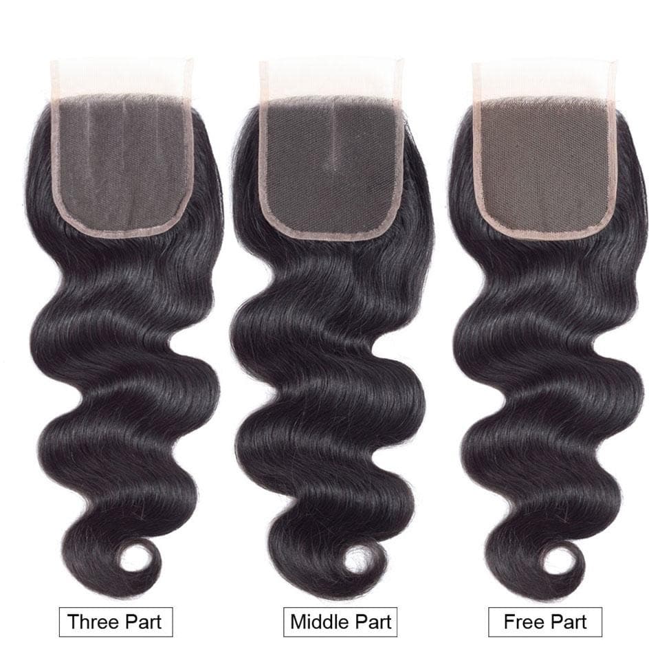 Brazilian Body Wave Virgin Hair 3 Bundles with 4X4 Lace Closure