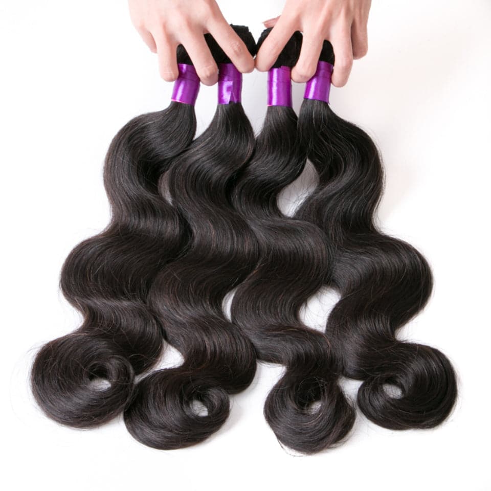 (B1) Body Wave 4 Bundles With 4X4 Transparent Lace Closure Brazilian Human Hair