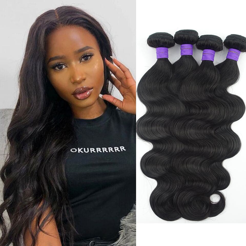 4 Bundles Brazilian Body Wave Virgin Human Hair Extension 8-40 inches