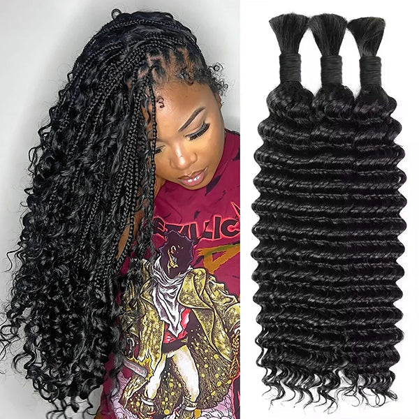 Bulk For Braiding Hair Deep Wave  No Weft Brazilian Virgin Human Hair for Braiding Hair