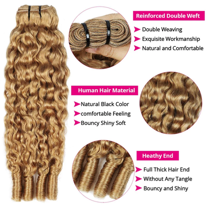 #27 Honey Blonde Burmese Curly 3 Bundles 100% Human Hair Bundles Unprocessed Human hair