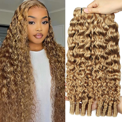 #27 Honey Blonde Burmese Curly 3 Bundles 100% Human Hair Bundles Unprocessed Human hair